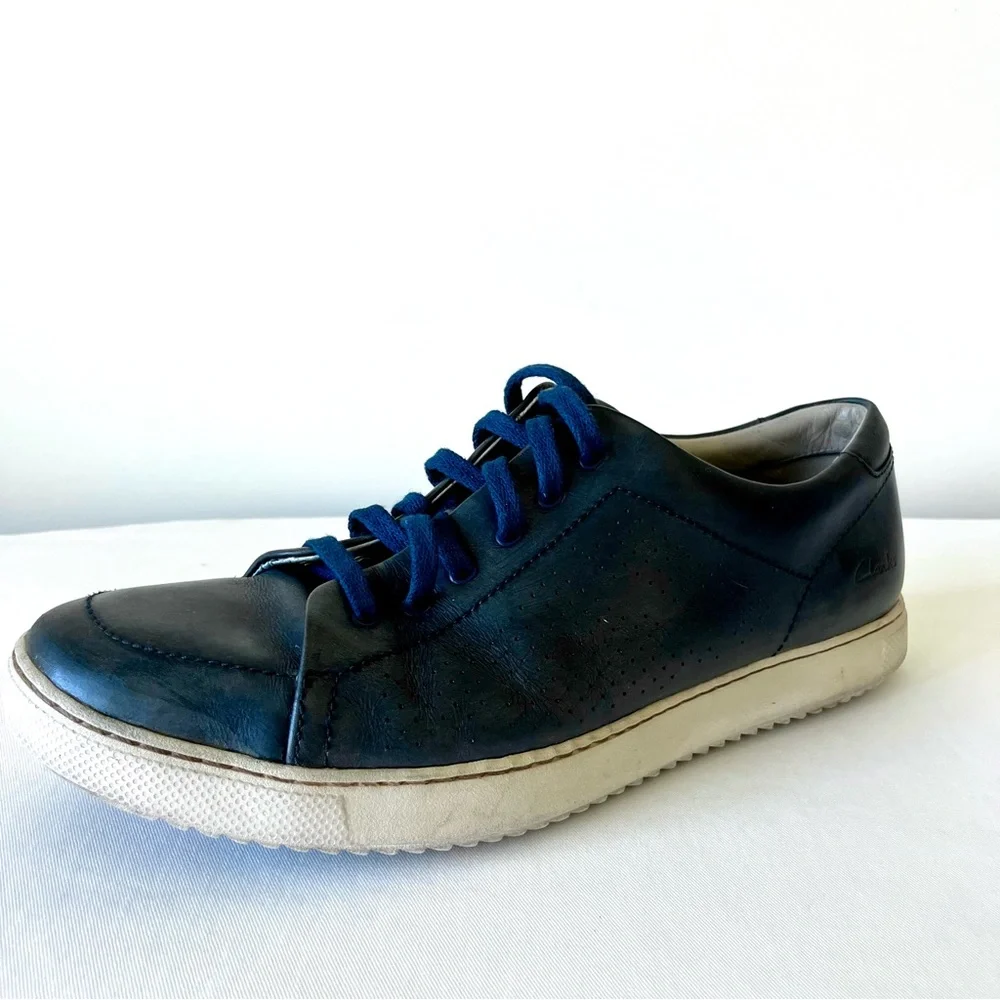 Clarks Men's Niven Life Oxford Navy Blue Leather Sneakers 12 - Picture 11 of 15